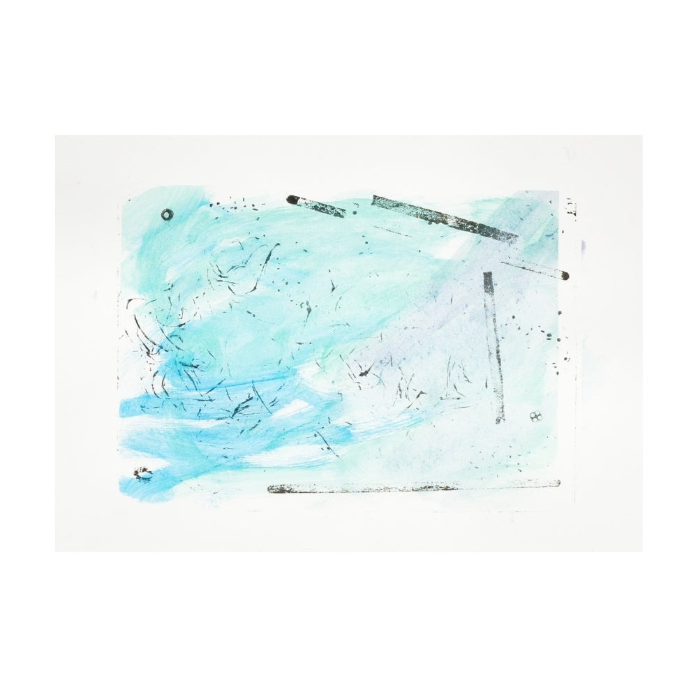 111 Jacob Hunter - Blue - Collagraph print and watercolour