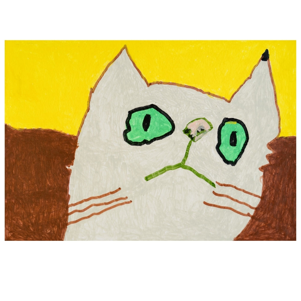 86 Louise Taffs - White cat, green eyes